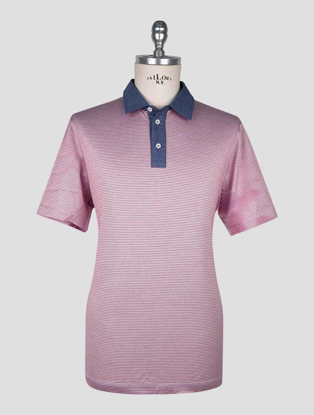 Cesare Attolini Light Blue Red Cotton Polo 1