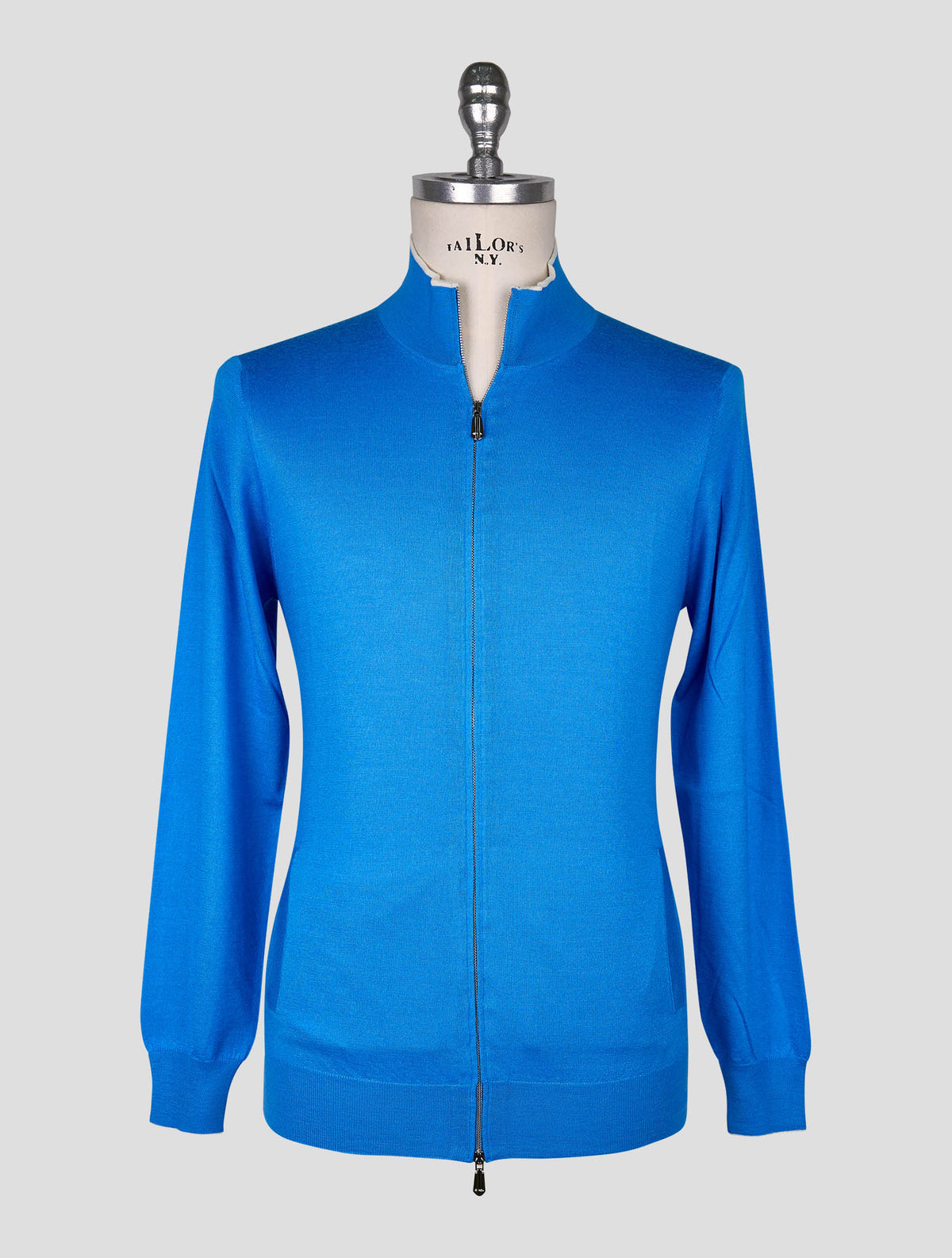 Cesare Attolini Light Blue Cashmere Silk Sweater Full Zip 1