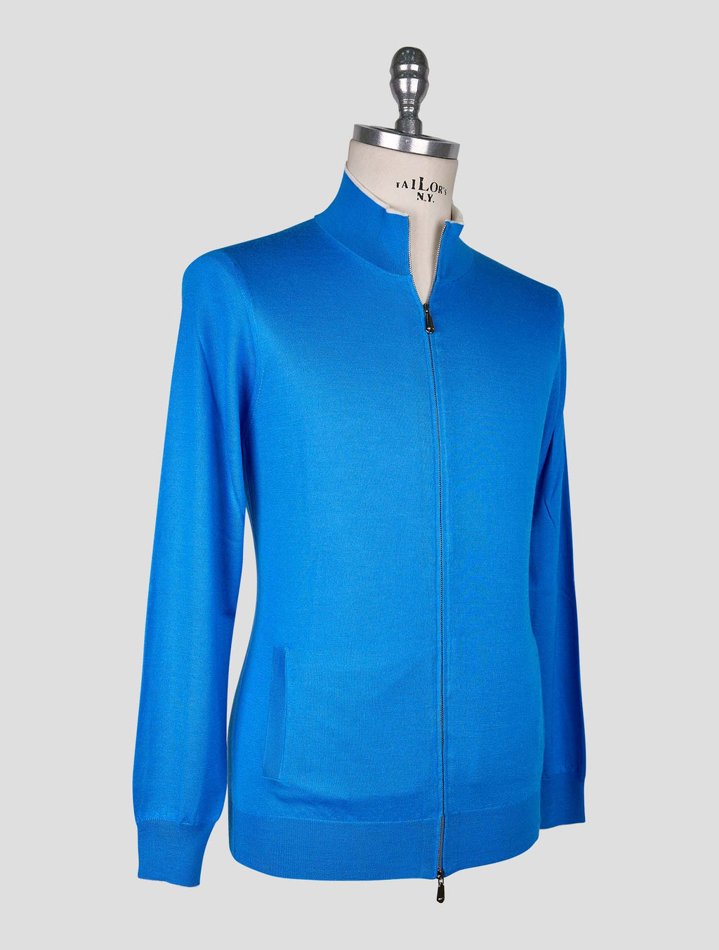 Cesare Attolini Light Blue Cashmere Silk Sweater Full Zip 2