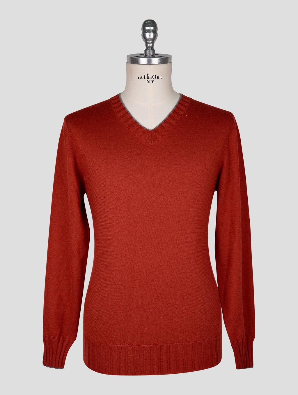Cesare Attolini Red Cashmere Sweater V-Neck 1