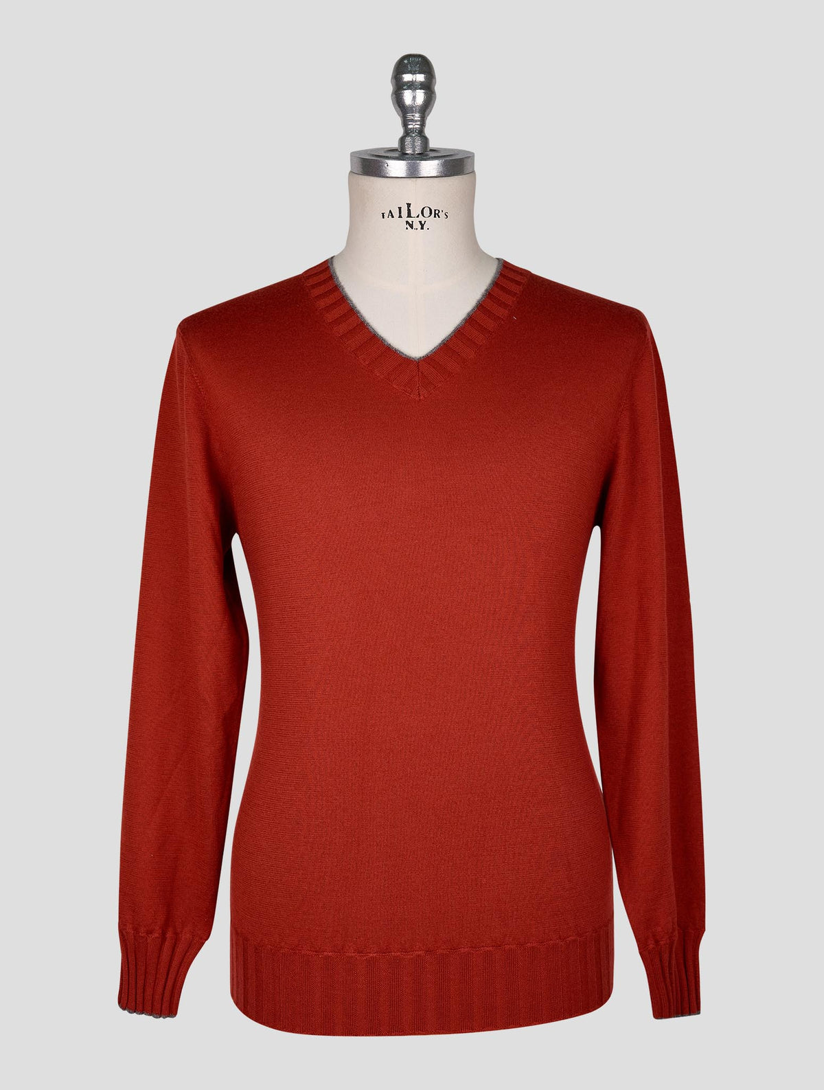 Cesare Attolini Red Cashmere Sweater V-Neck 1