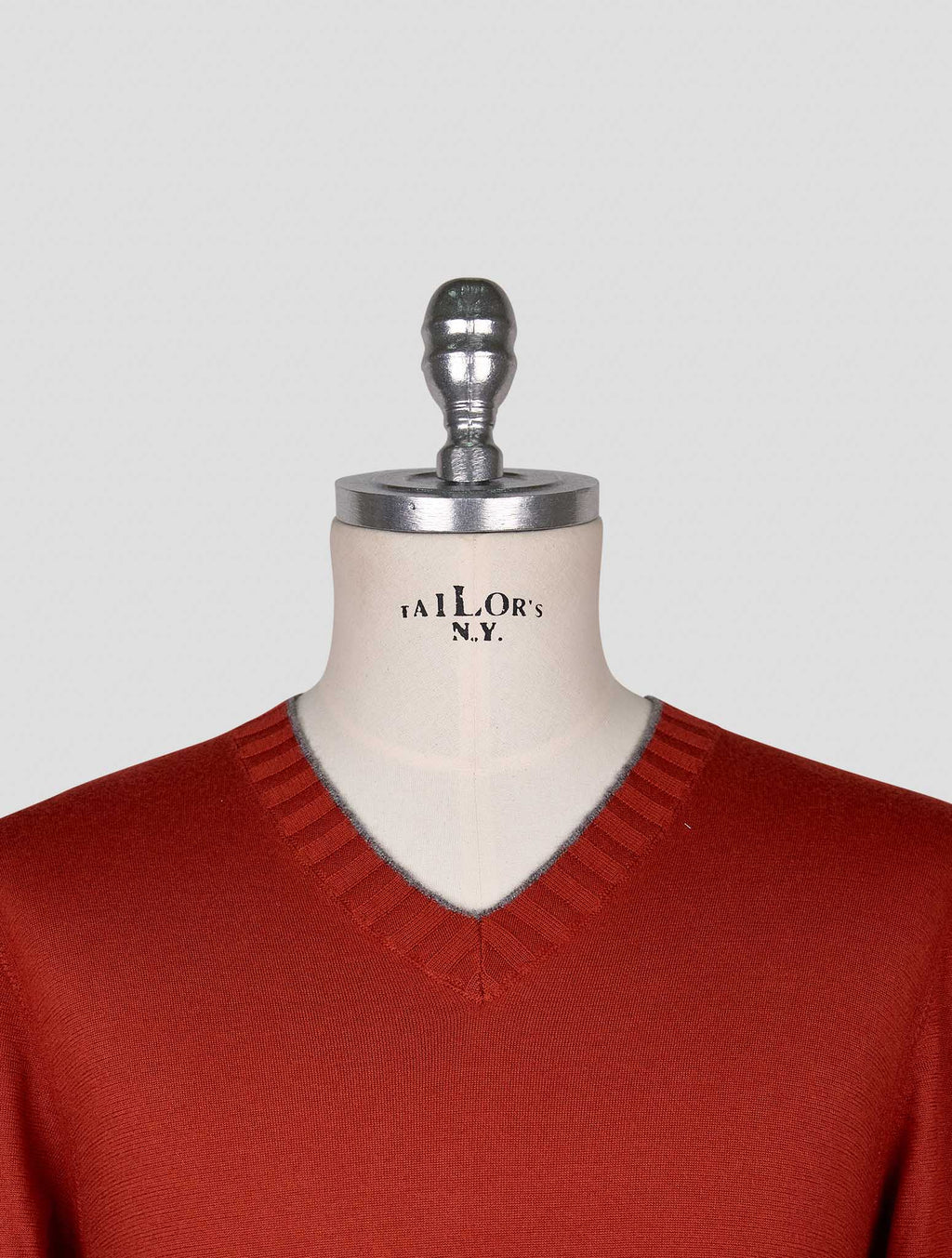 Cesare Attolini Red Cashmere Sweater V-Neck 4