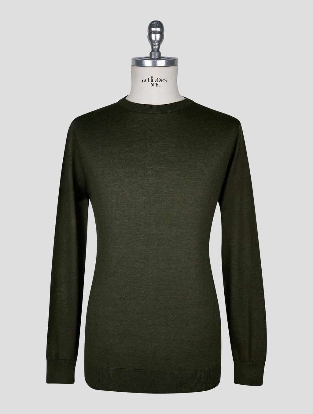 Kiton Dark Green  Cotton T-shirt Long Sleeve 1