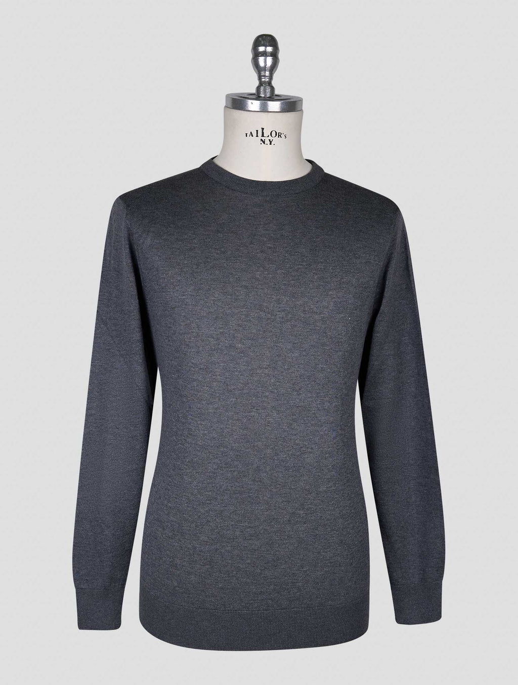 Kiton Dark Gray Cotton T-shirt Long Sleeve 1