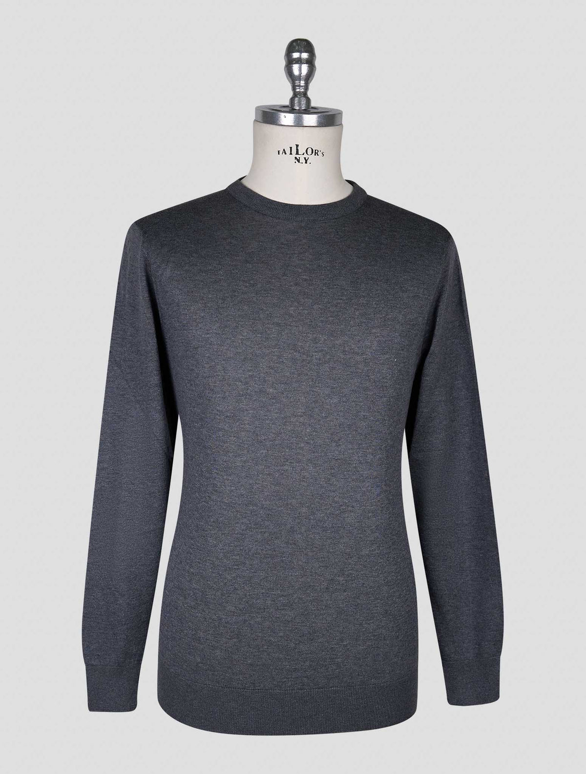 Kiton Dark Gray Cotton T-shirt Long Sleeve 1