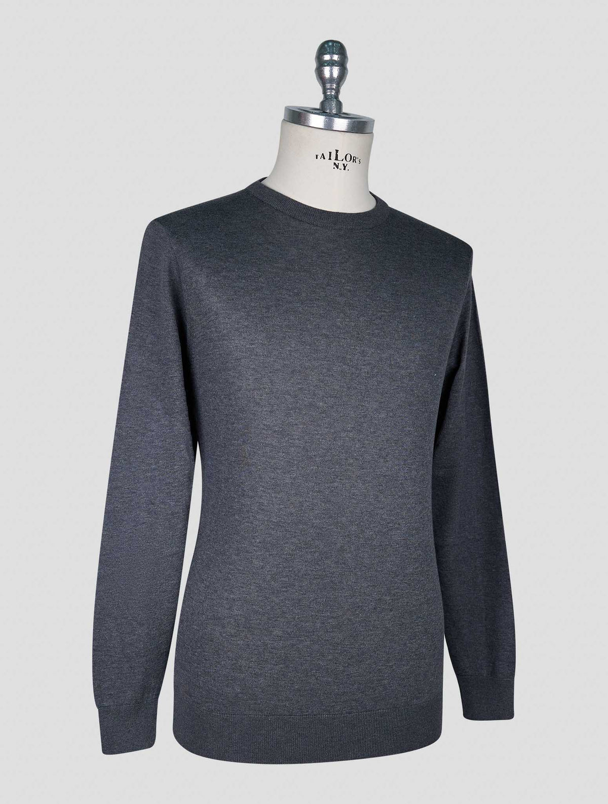 Kiton Dark Gray Cotton T-shirt Long Sleeve 2