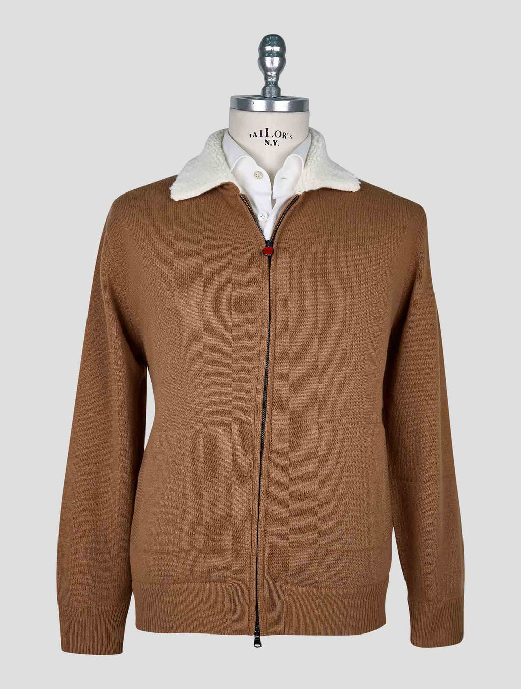 Kiton Brown Wool Cashmere Bomber Coat 1
