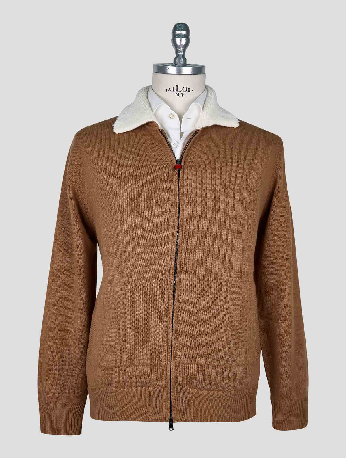 Kiton Brown Wool Cashmere Bomber Coat 1