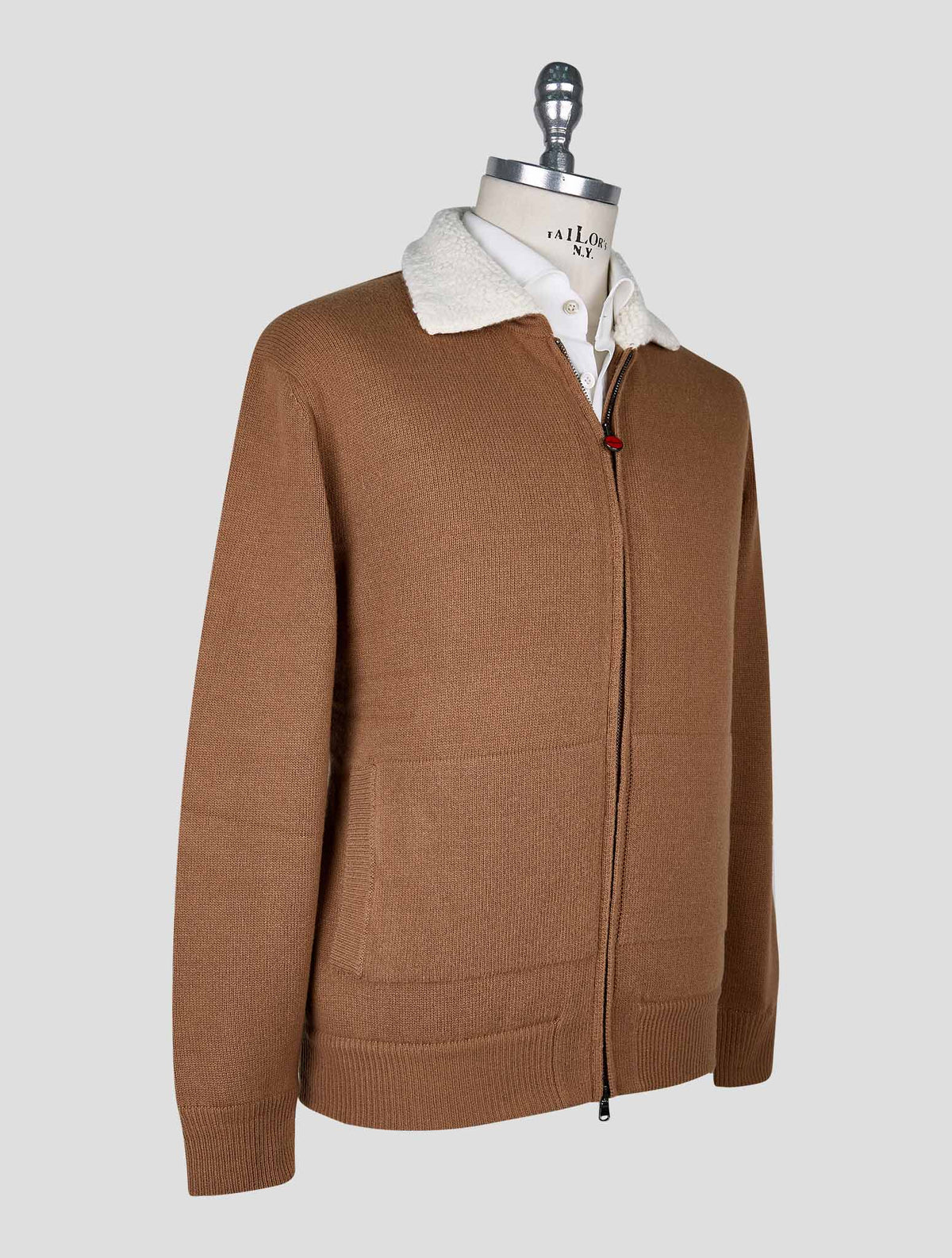 Kiton Brown Wool Cashmere Bomber Coat 2