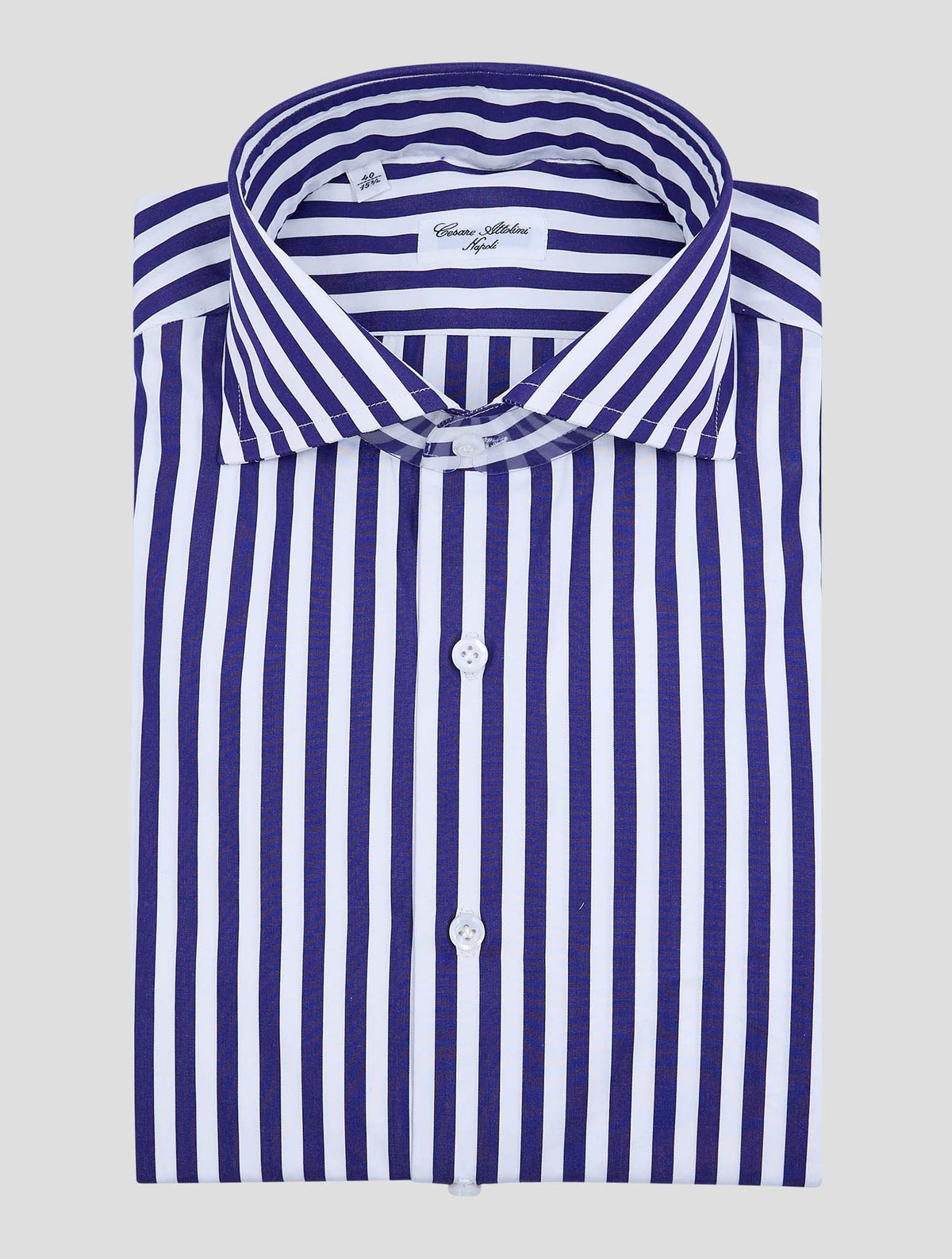 Cesare Attolini Blue White Cotton Shirt 1