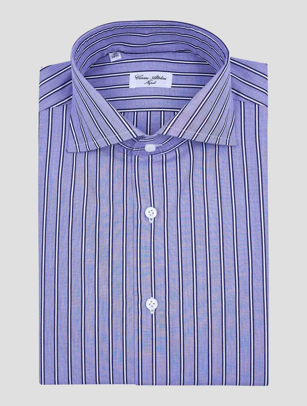 Cesare Attolini Blue White Cotton Shirt 1