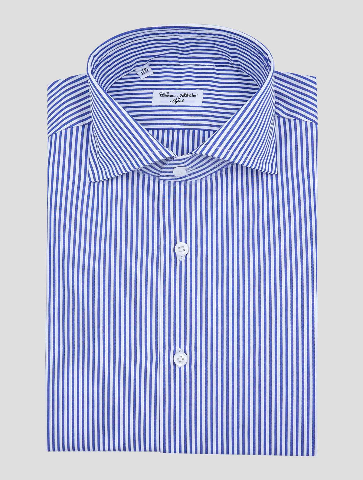 Cesare Attolini Blue White Cotton Shirt 1