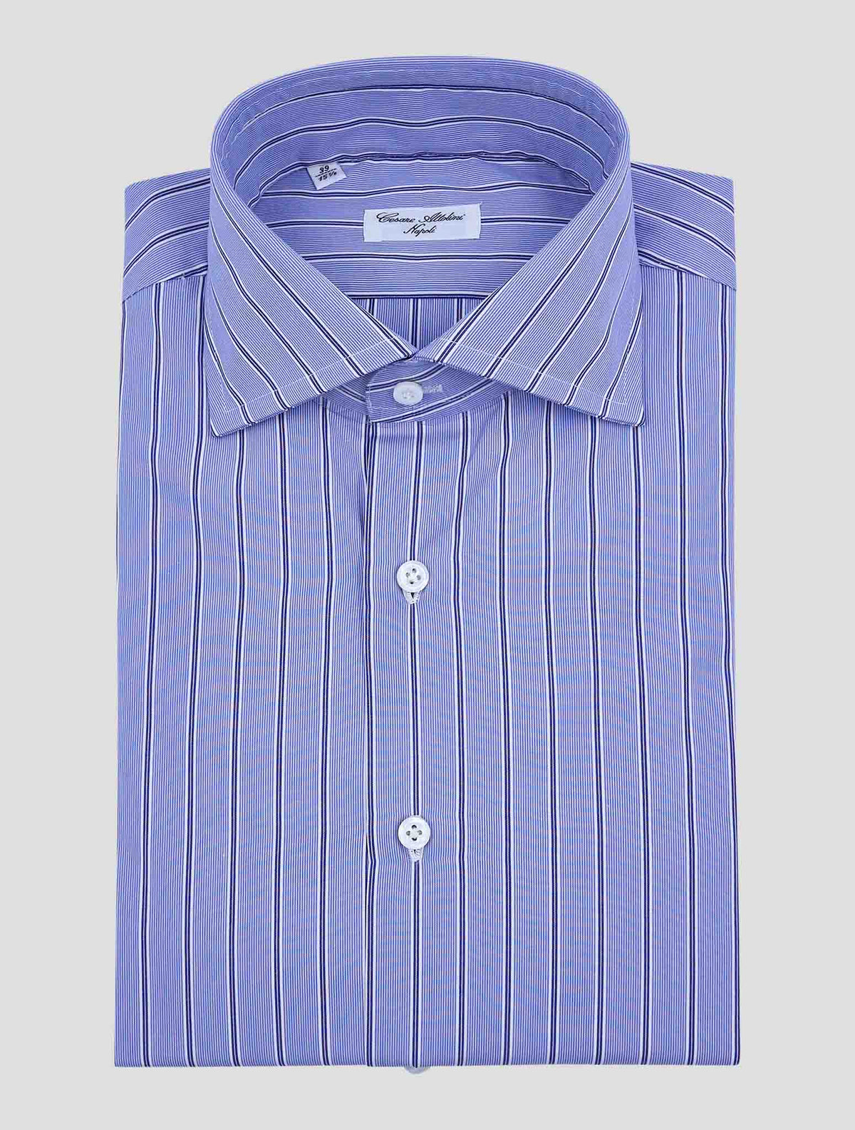 Cesare Attolini Blue White Cotton Shirt 1