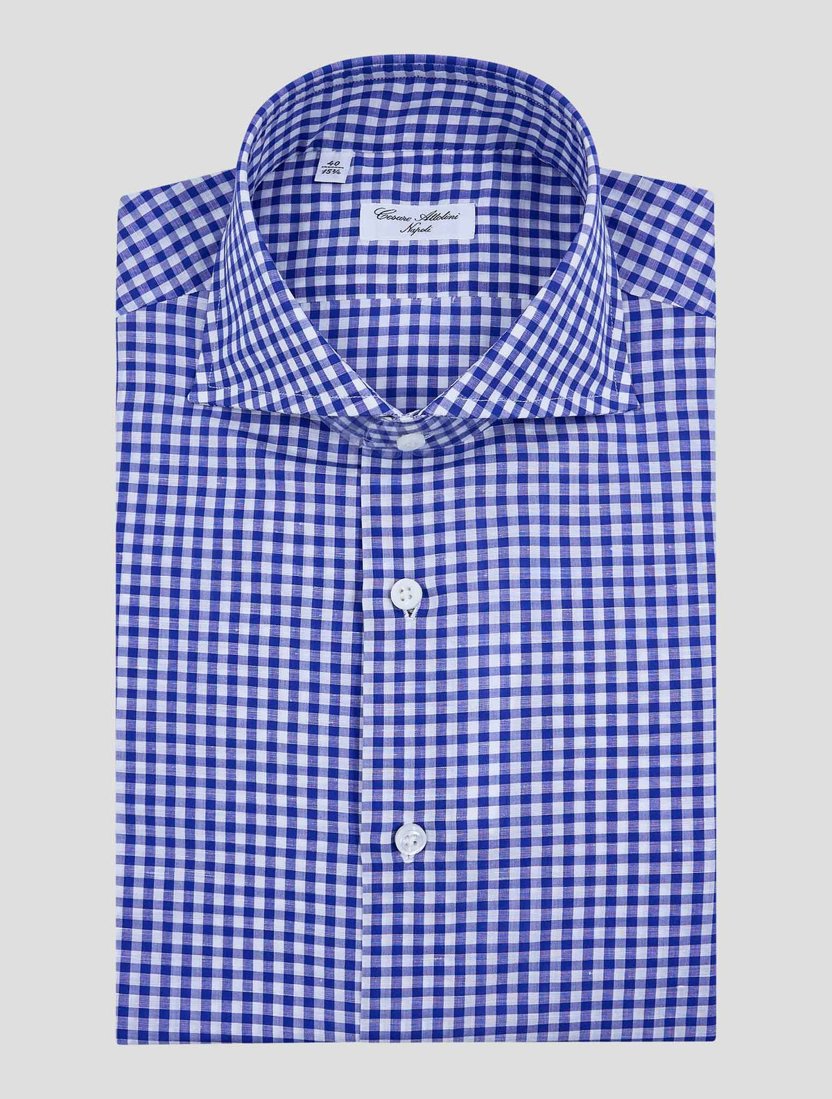 Cesare Attolini Blue White Cotton Shirt 1