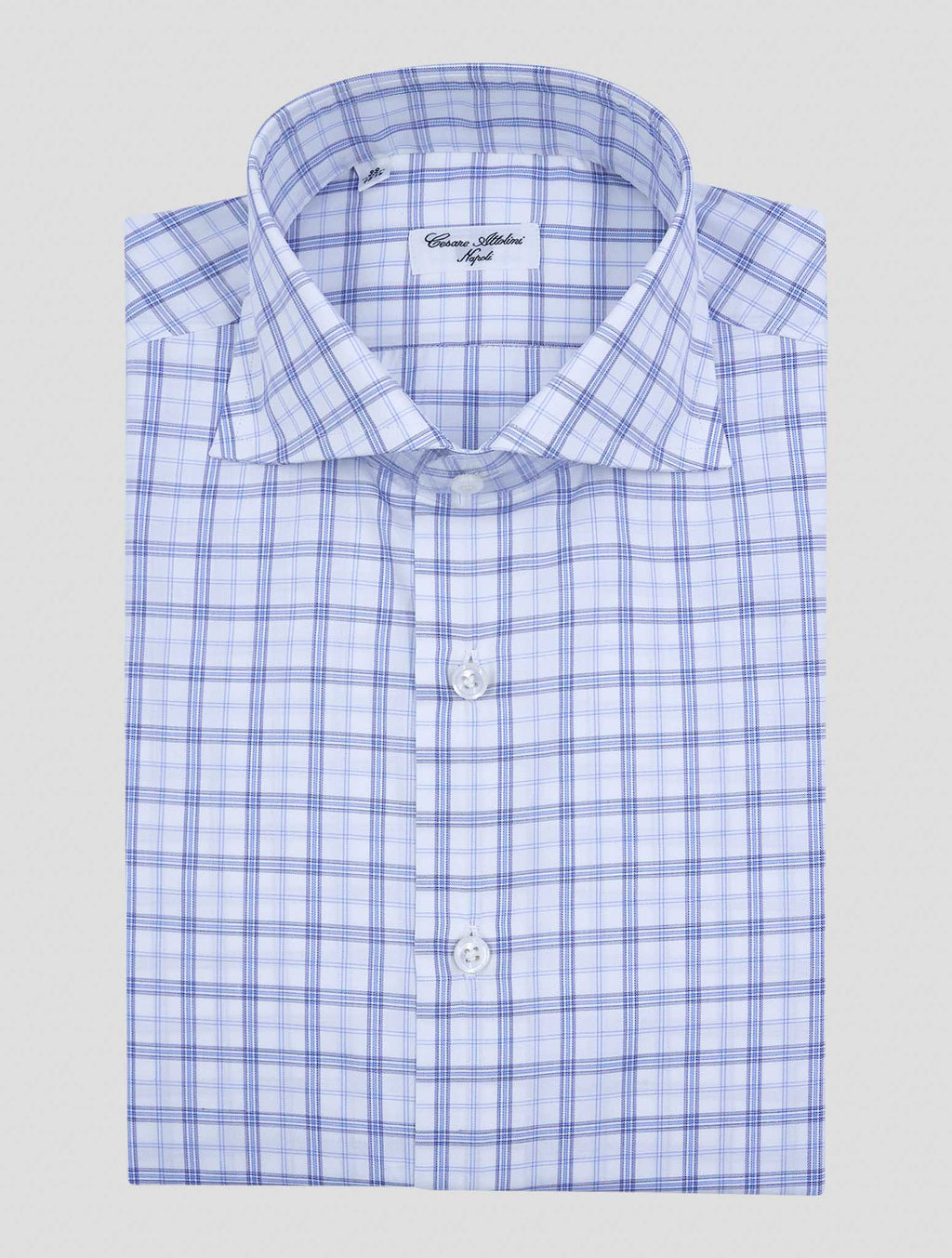 Cesare Attolini Blue White Cotton Shirt 1