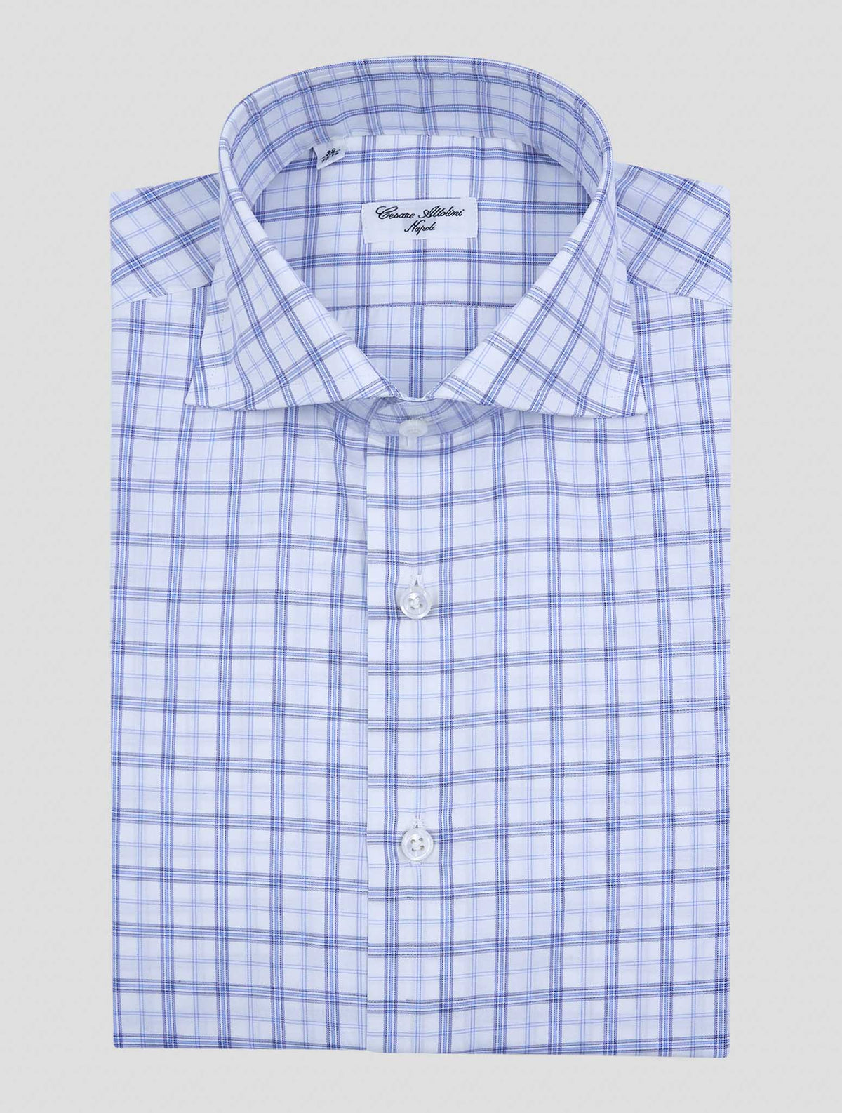 Cesare Attolini Blue White Cotton Shirt 1