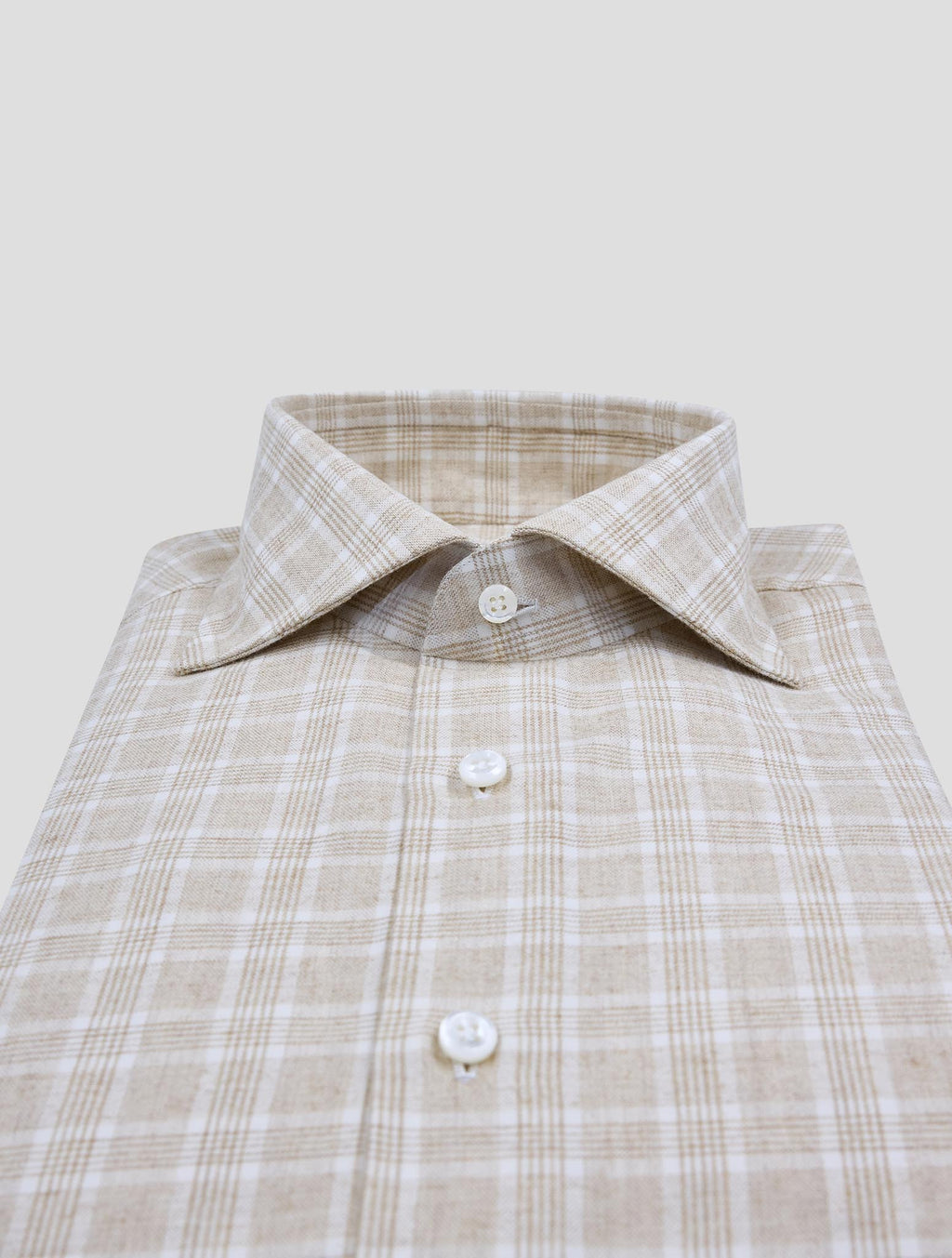 Cesare Attolini Beige White Cotton Cashmere Shirt 2
