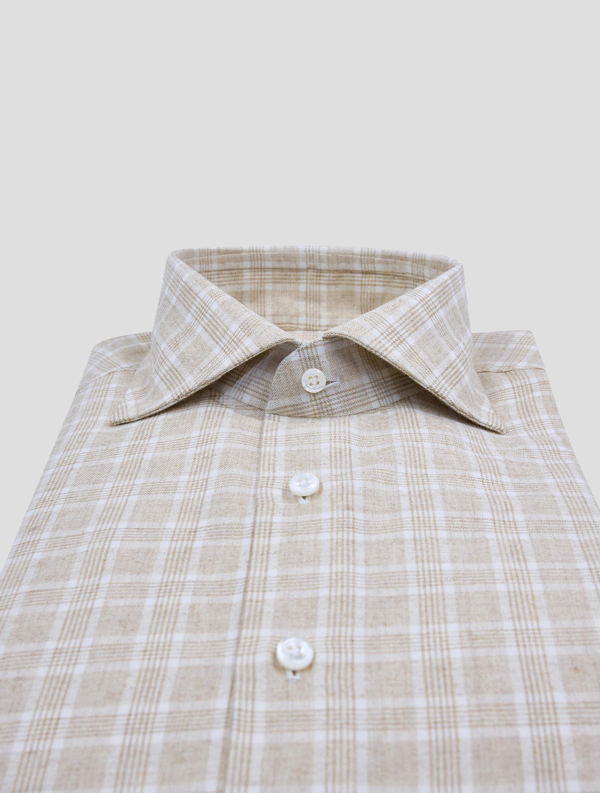 Cesare Attolini Beige White Cotton Cashmere Shirt 2
