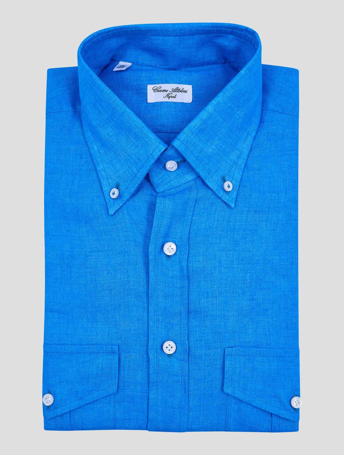 Cesare Attolini Light Blue Linen Shirt 1