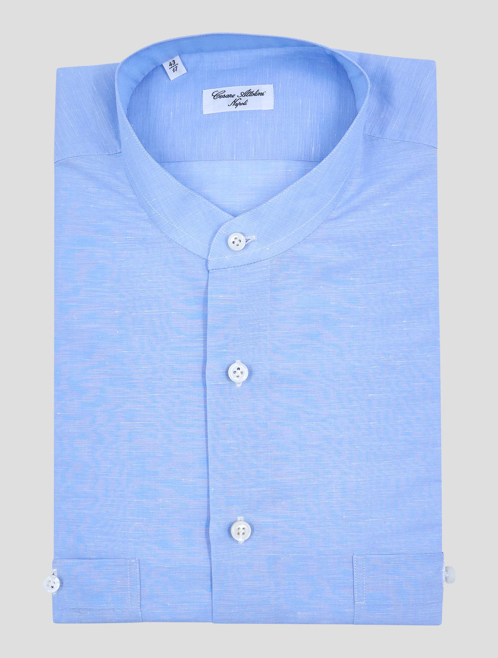 Cesare Attolini Light Blue Linen Cotton Koren Shirt 1