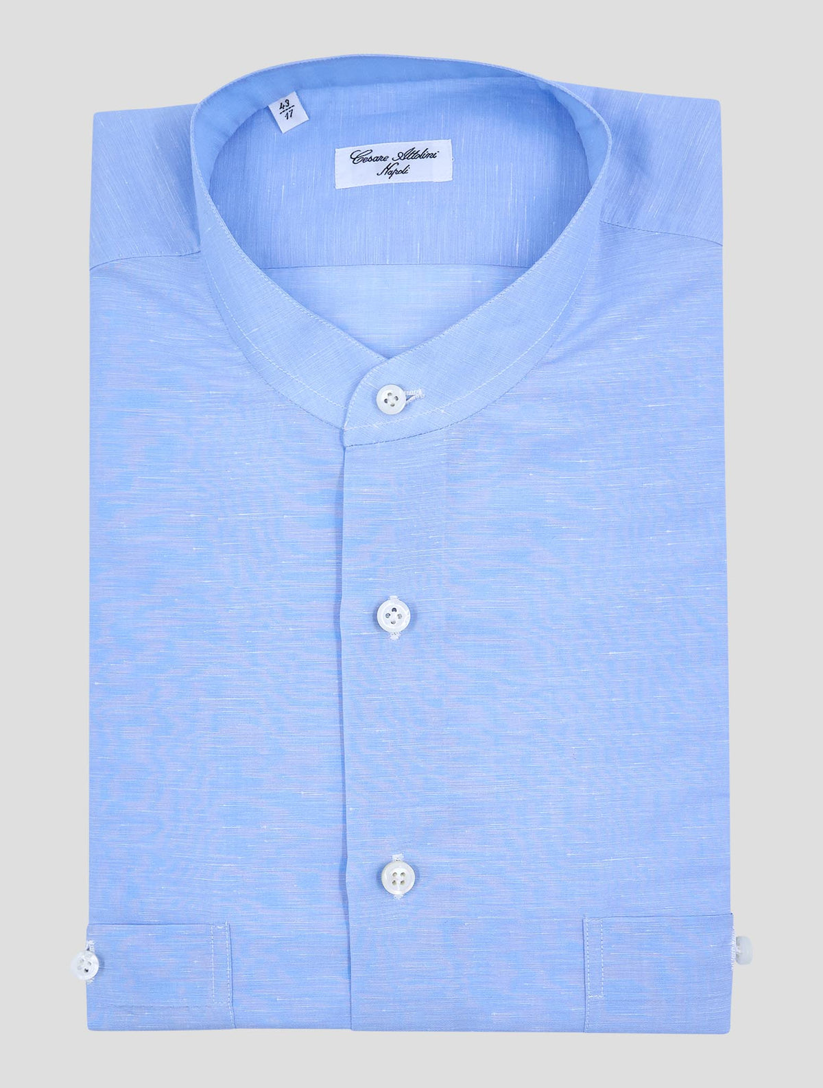 Cesare Attolini Light Blue Linen Cotton Koren Shirt 1