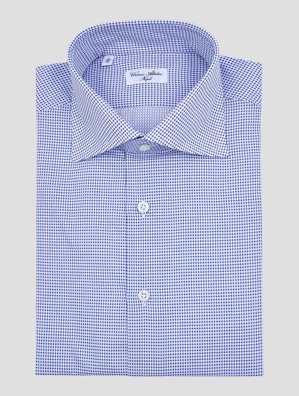 Cesare Attolini Blue White Cotton Shirt 1