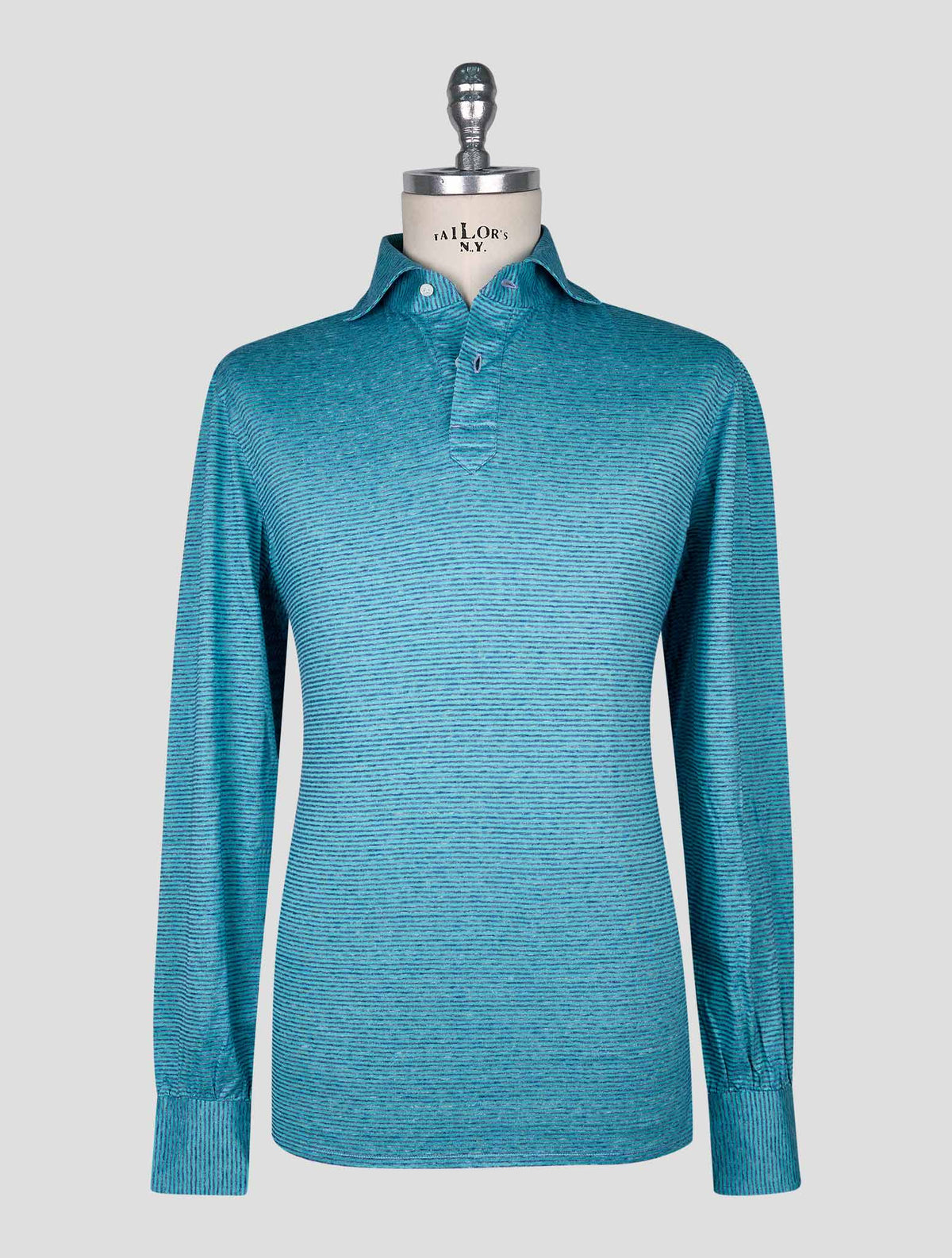 Cesare Attolini Blue Green Cotton Sweater Polo 1