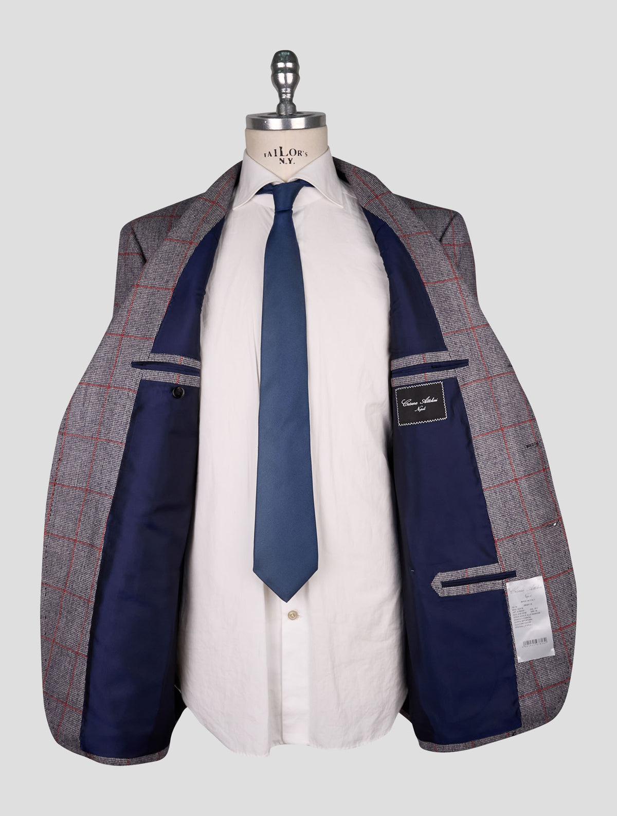 Cesare Attolini Gray Red  wool  Blazer 5