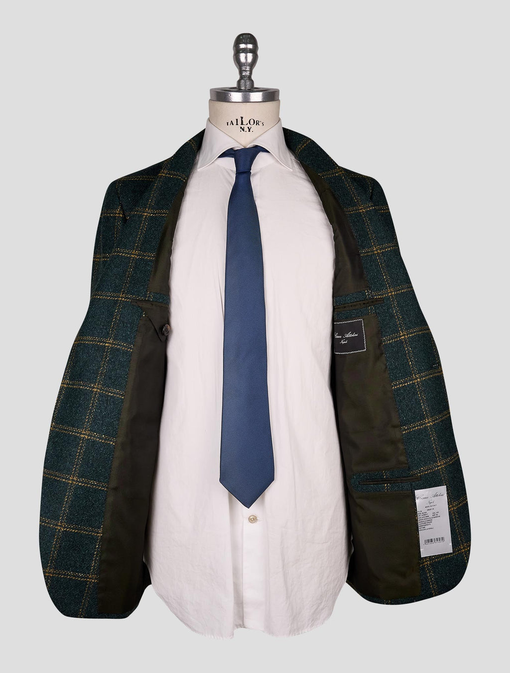 Cesare Attolini Green Yellow wool Silk Blazer 5