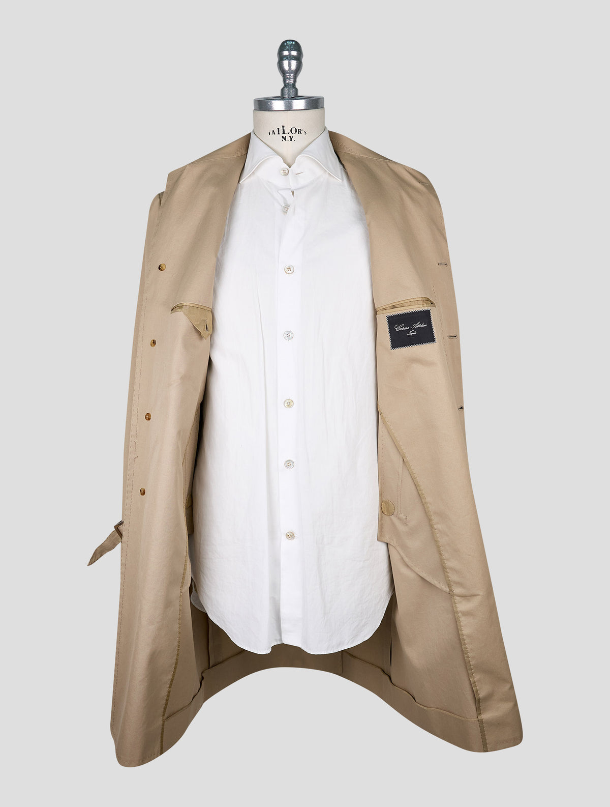 Cesare Attolini beige cotton overcoat 5
