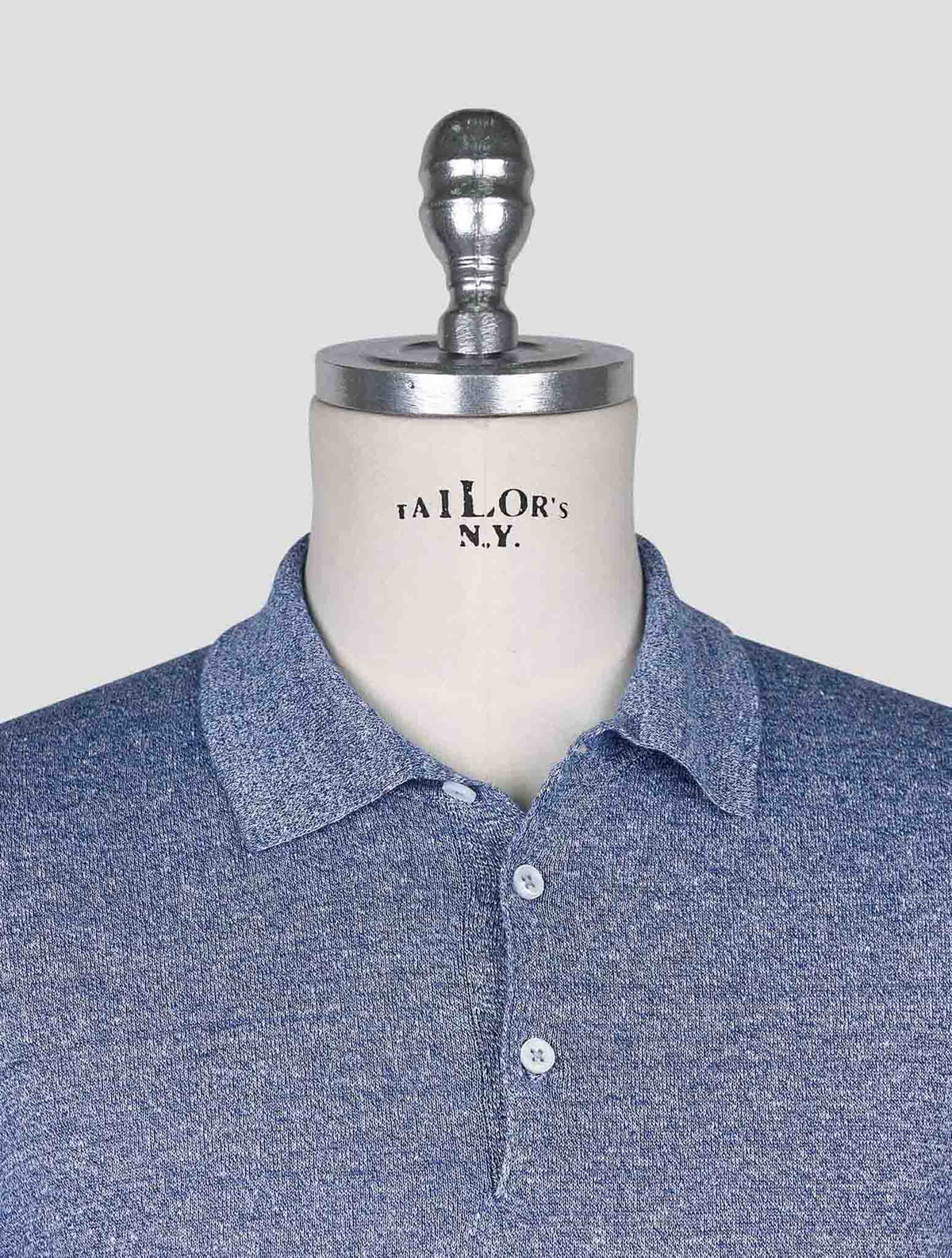 Cesare Attolini Light Blue White Linen Cotton Polo 4
