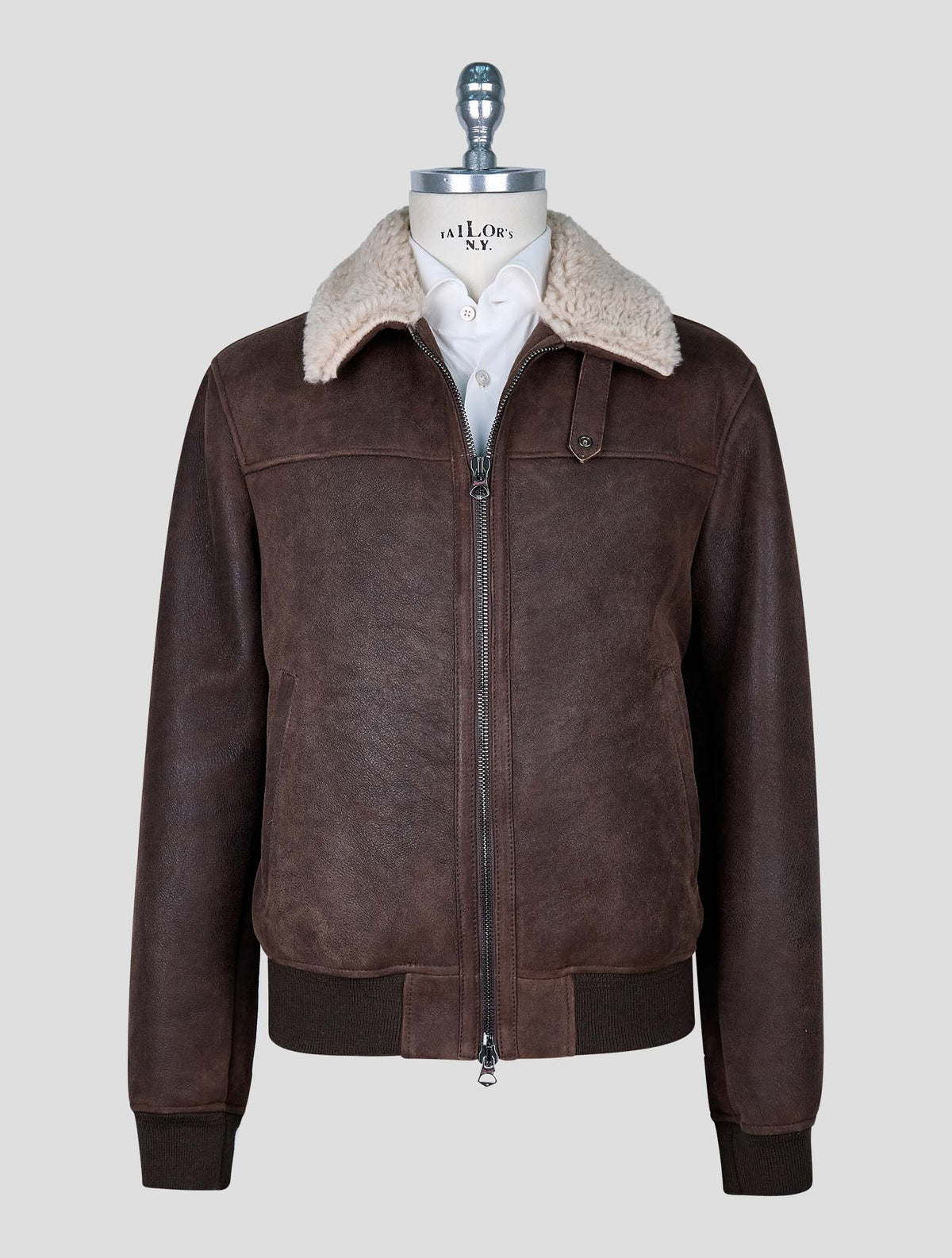 Stewart Brown Leather Shearling Coat 1