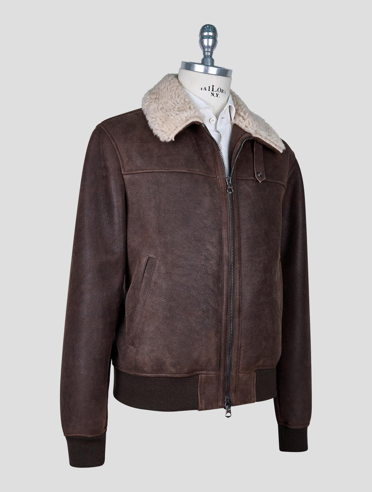 Stewart Brown Leather Shearling Coat 2
