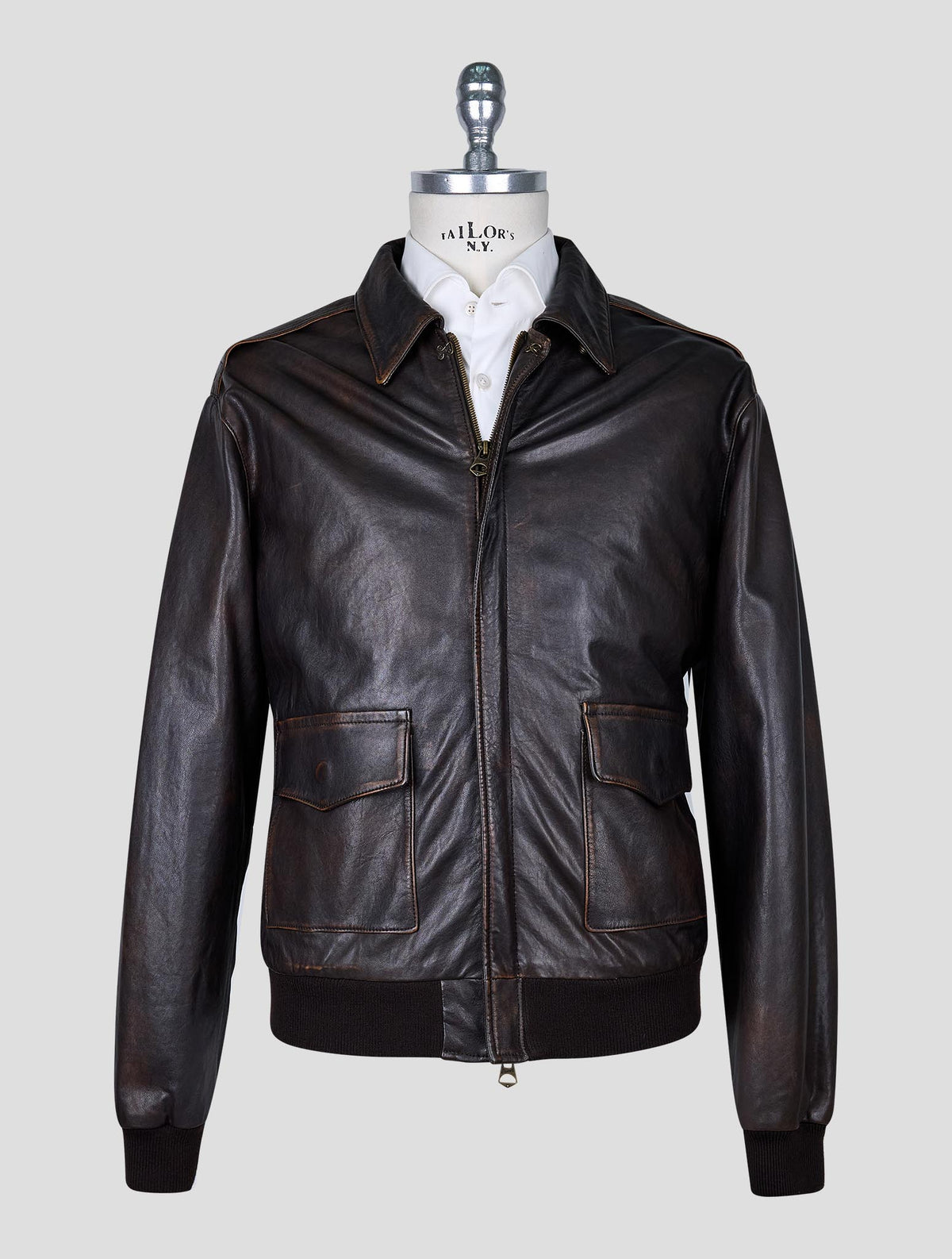 Stewart Dark Brown Leather  Coat 1