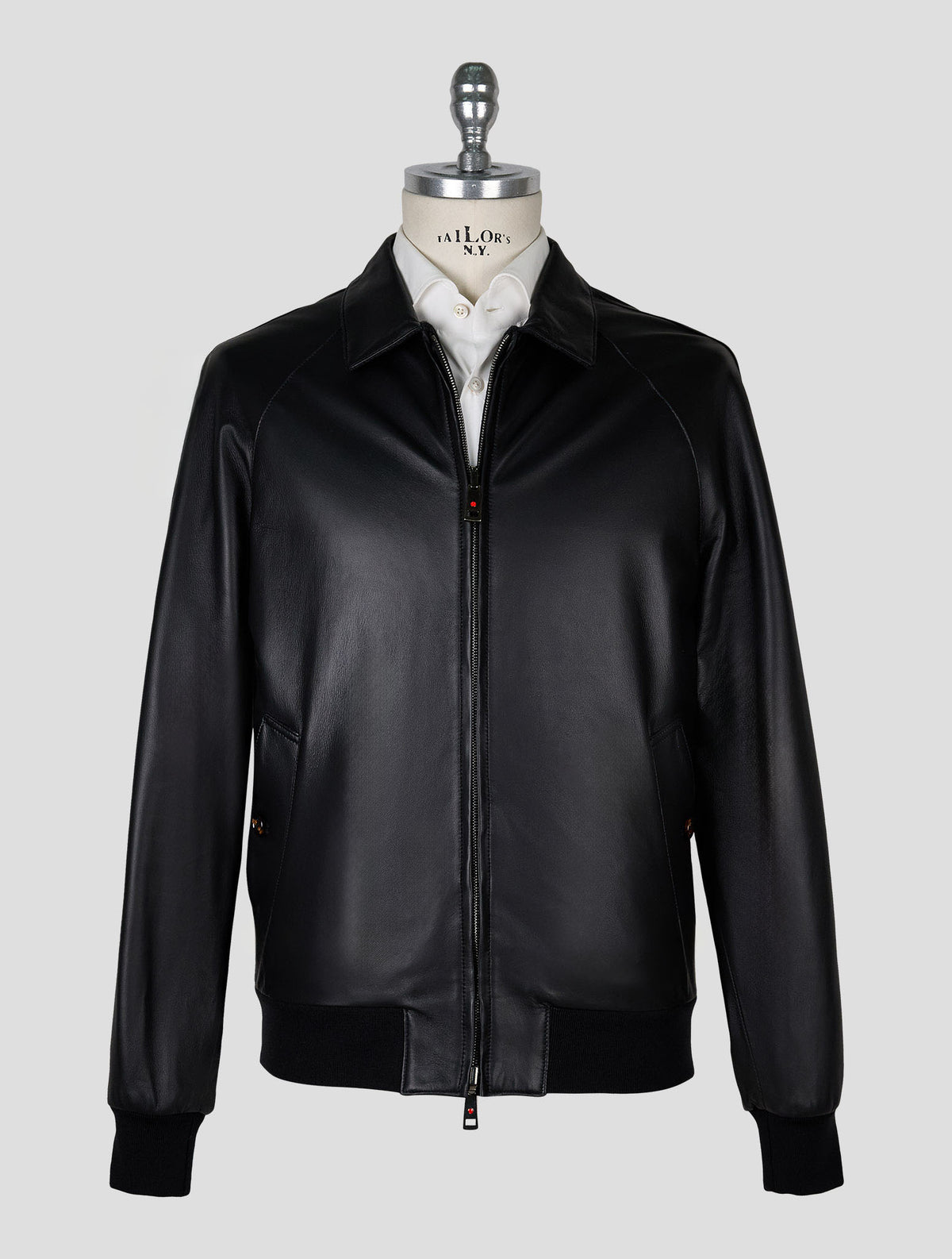 Kired Dark Brown Dark Gray Leather Cashmere Reverse Coat 1