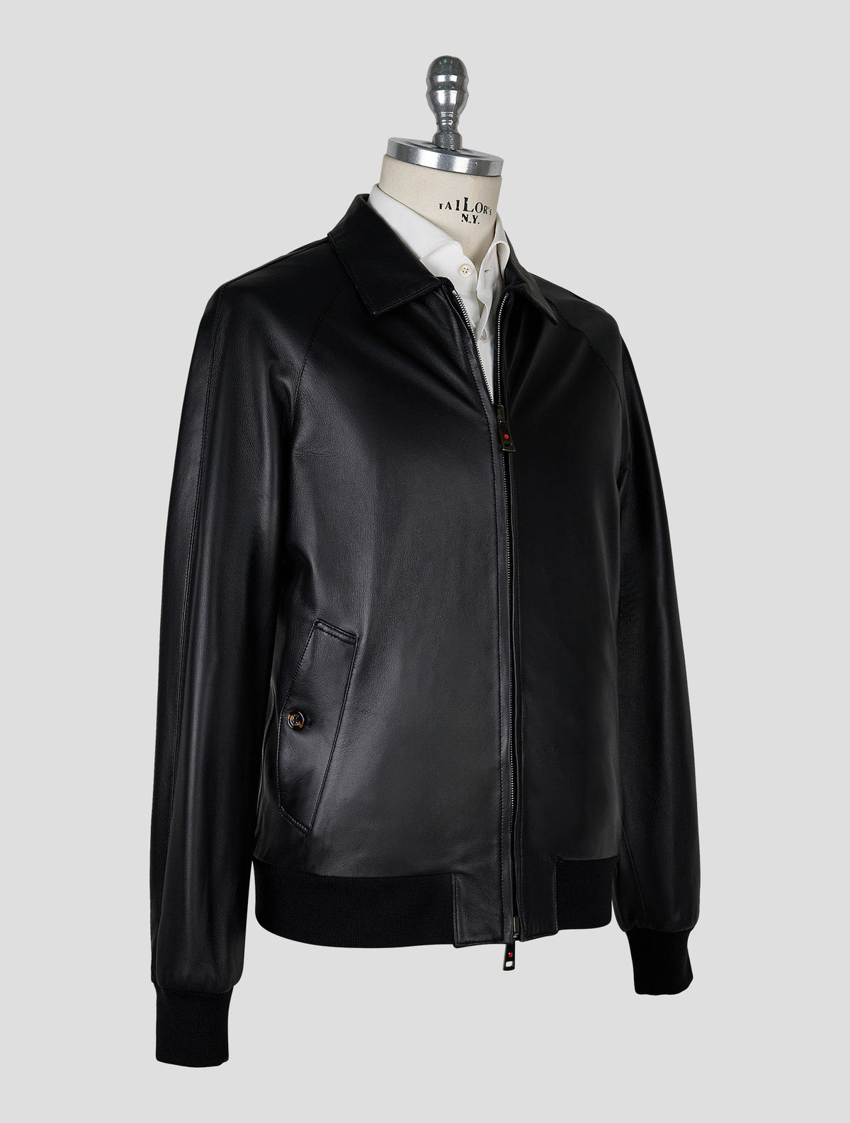 Kired Dark Brown Dark Gray Leather Cashmere Reverse Coat 2