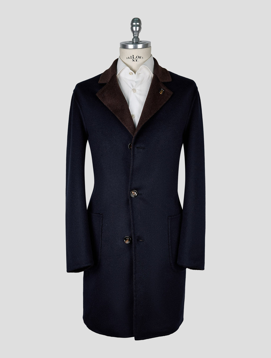 Kired Blue Brown Cashmere Reverse Overcoat 1