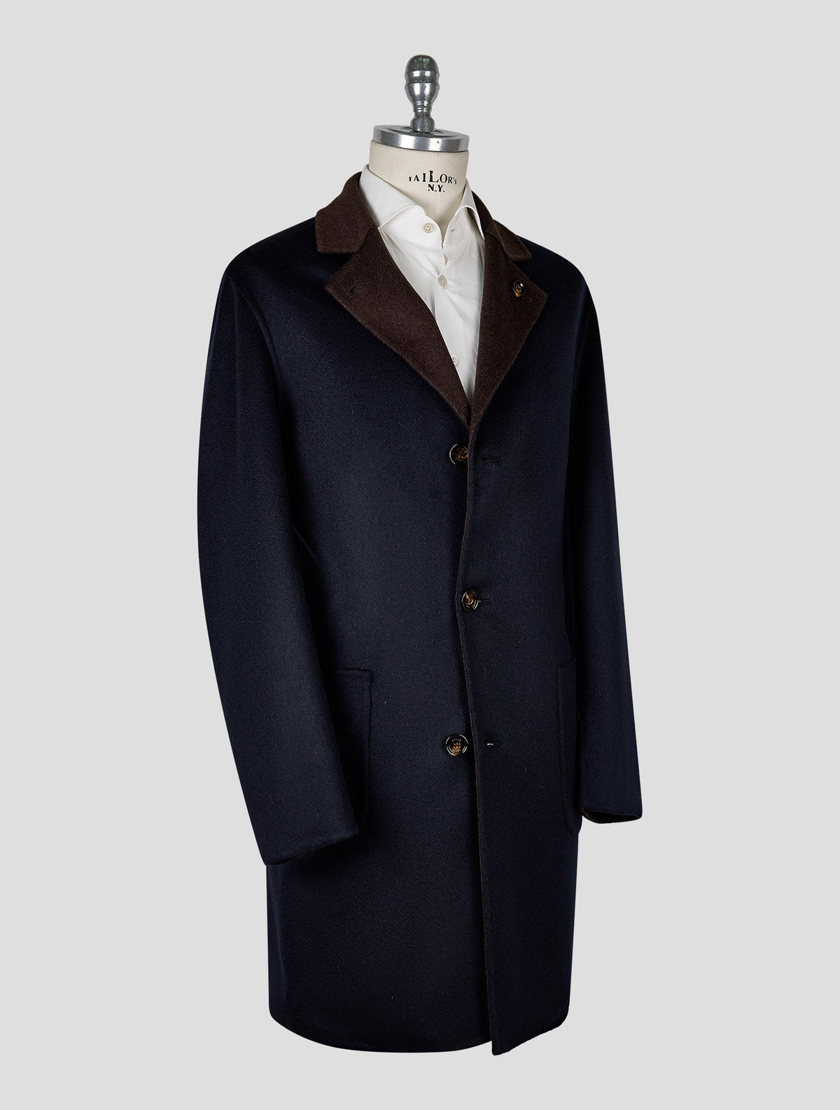 Kired Blue Brown Cashmere Reverse Overcoat 2