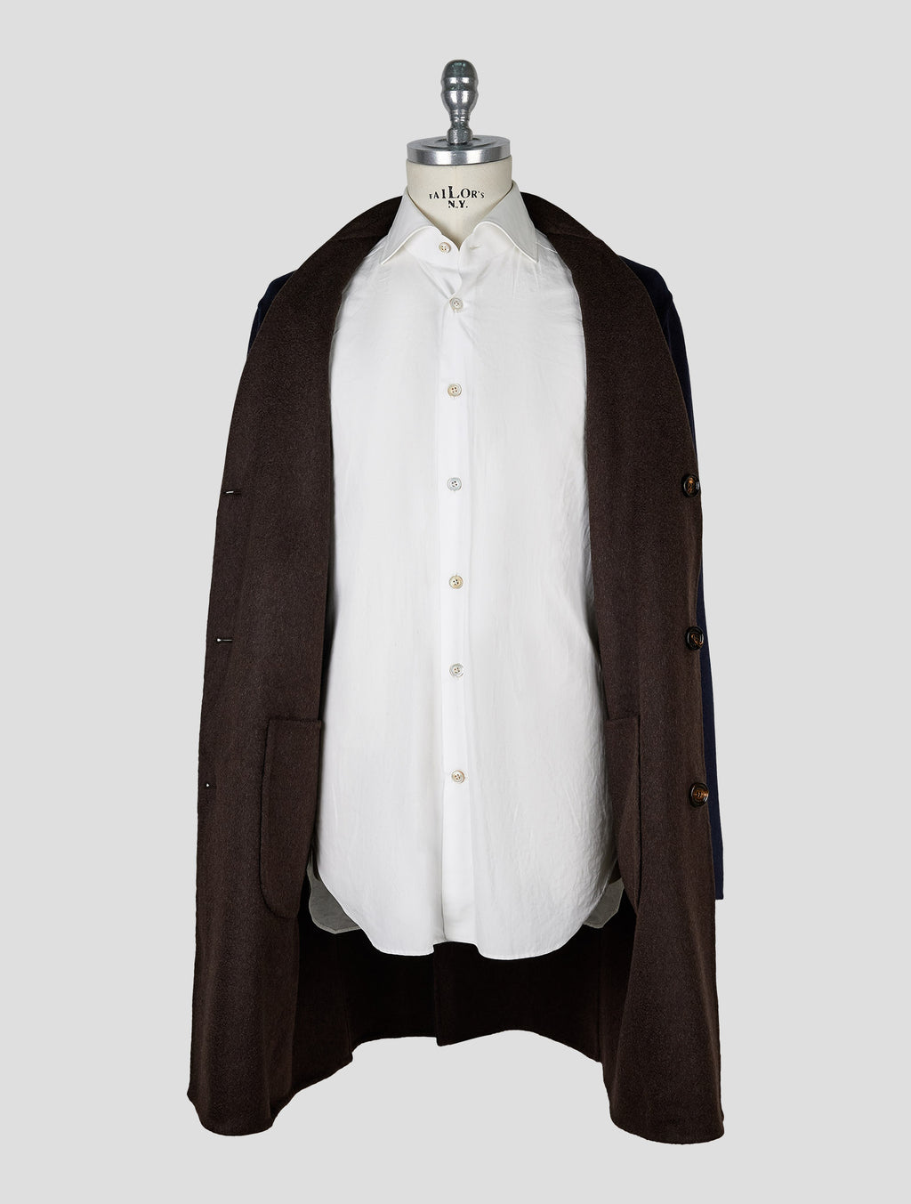 Kired Blue Brown Cashmere Reverse Overcoat 5