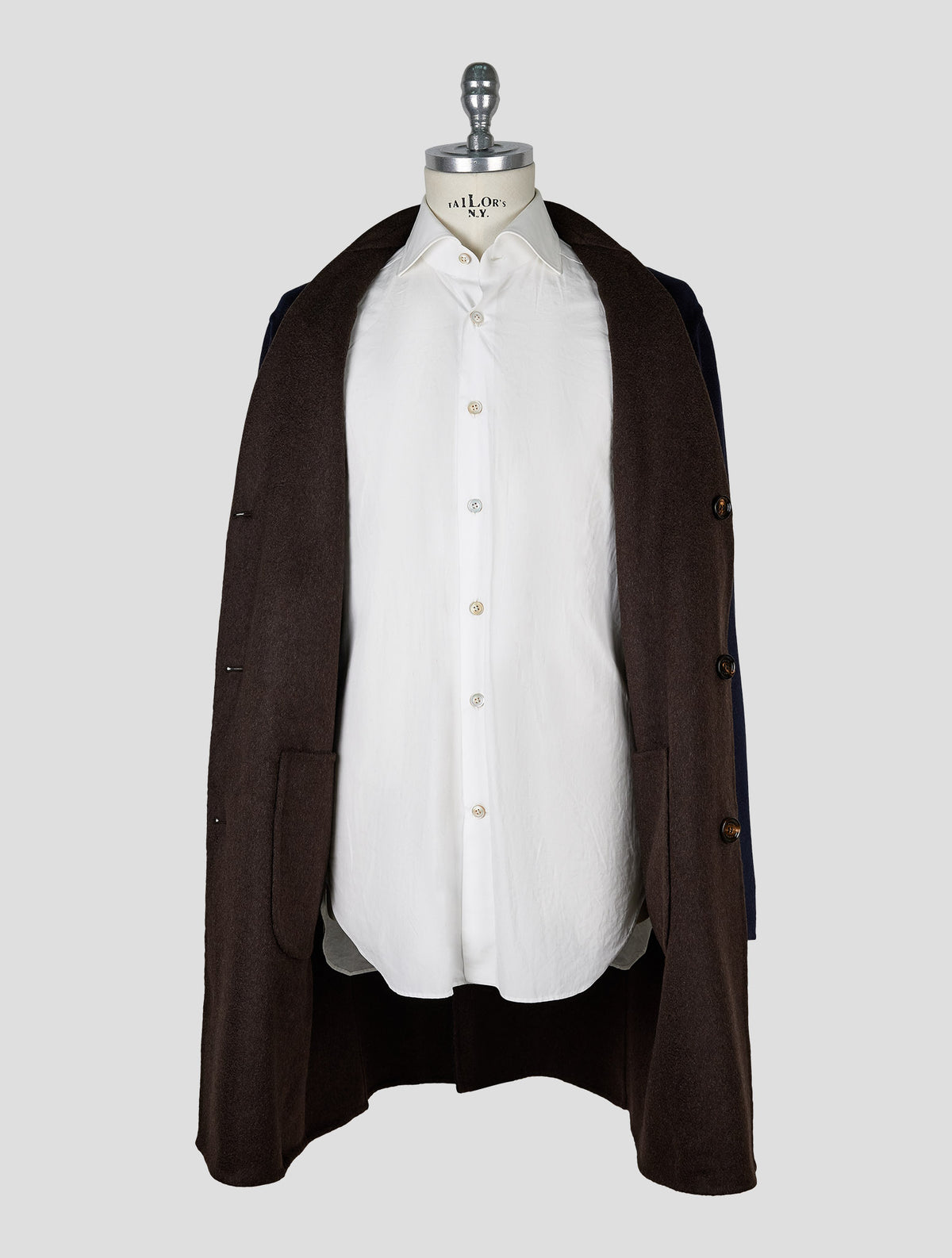 Kired Blue Brown Cashmere Reverse Overcoat 5