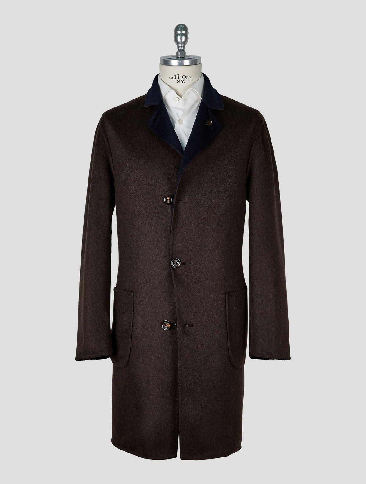 Kired Blue Brown Cashmere Reverse Overcoat 6