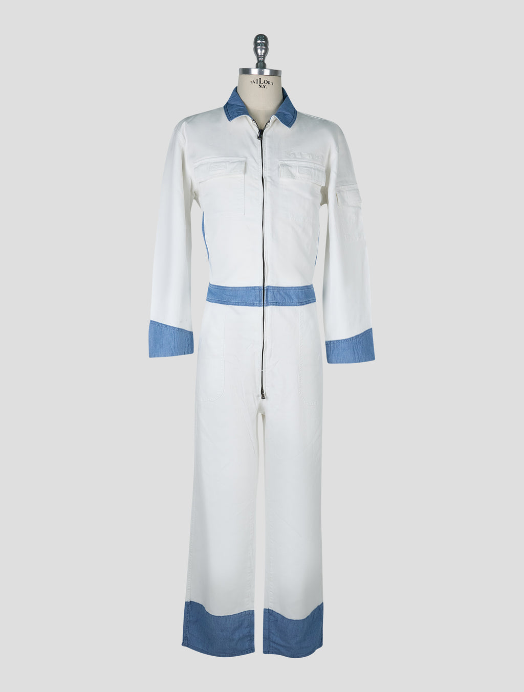 Vilebrequin White Light Blue Cotton Linen Ea Jumpsuit 1