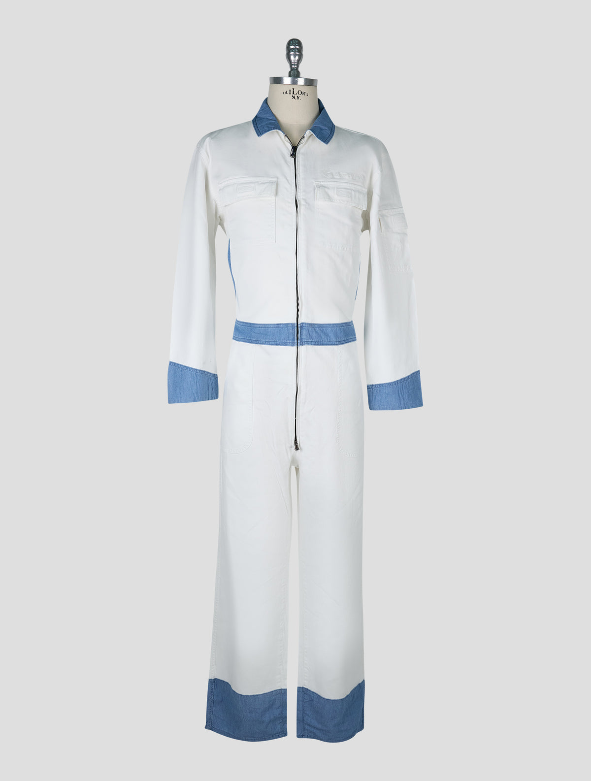 Vilebrequin White Light Blue Cotton Linen Ea Jumpsuit 1