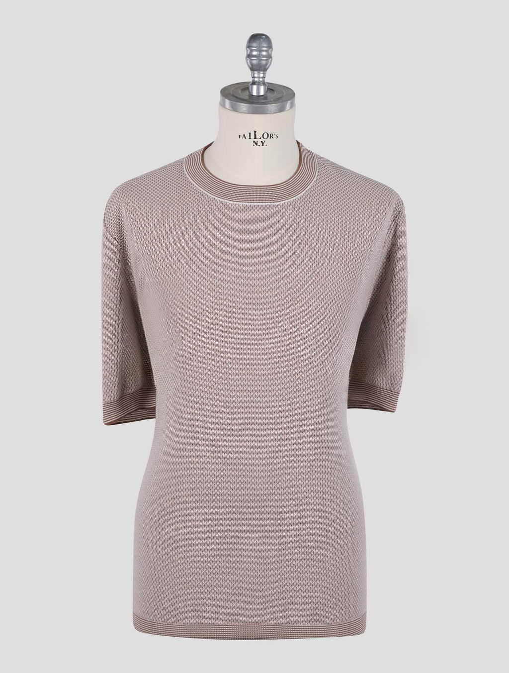 Gran Sasso Brown White Cotton T-Shirt 1