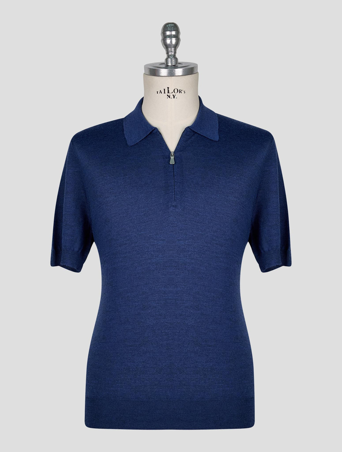 Gran Sasso Blue Virgin Wool Cashmere Silk Sweater Polo 1