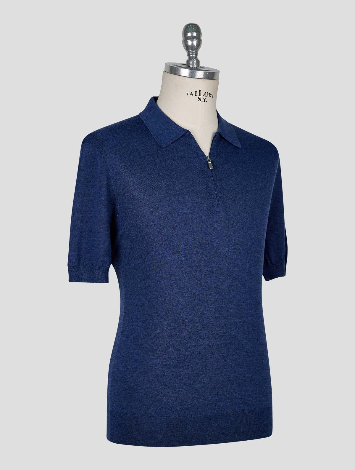 Gran Sasso Blue Virgin Wool Cashmere Silk Sweater Polo 2
