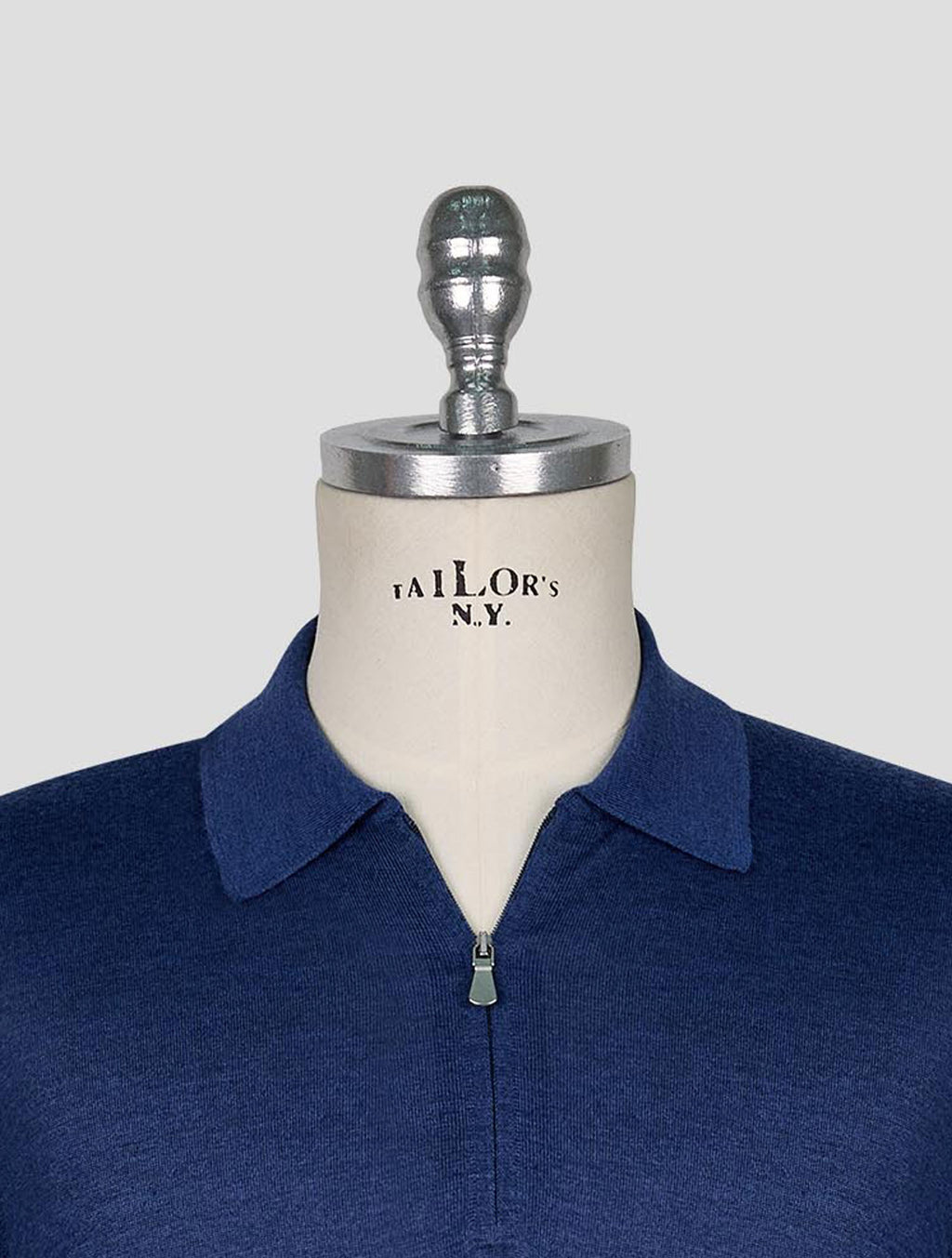 Gran Sasso Blue Virgin Wool Cashmere Silk Sweater Polo 4