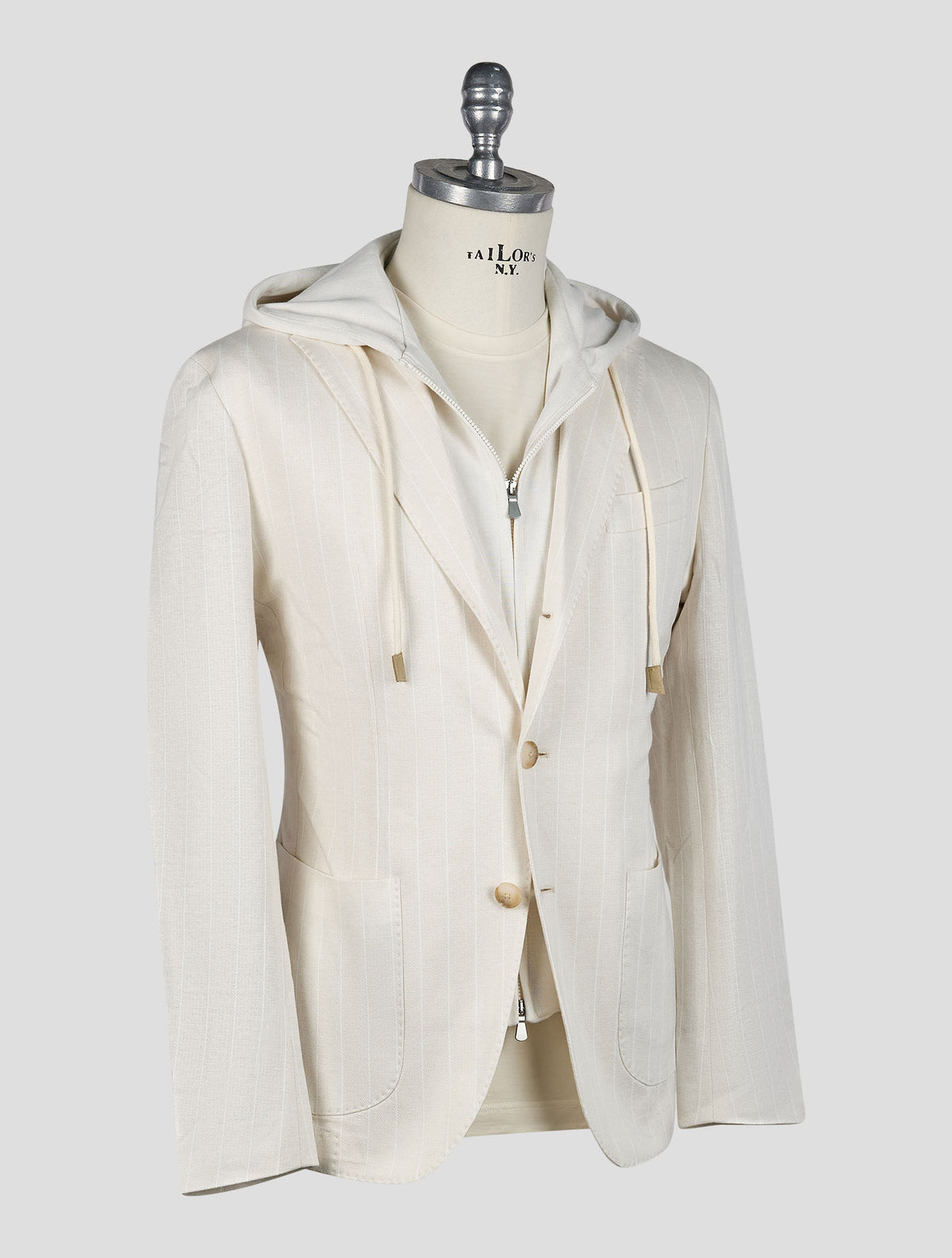 Gran Sasso Beige White Cotton Linen Blazer 2