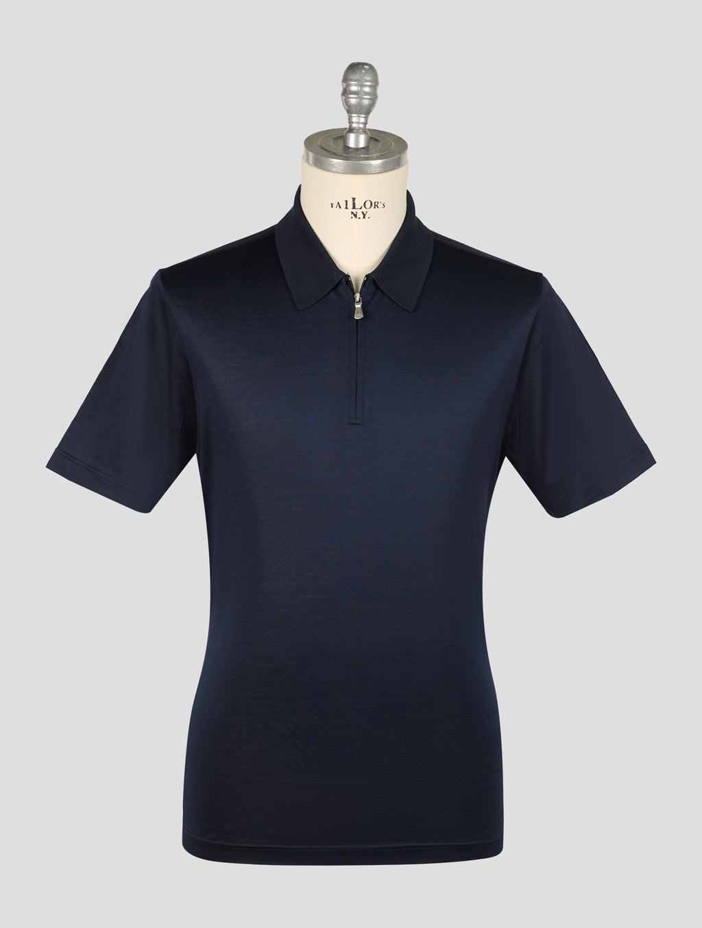 Gran Sasso Blue Cotton Polo Half Zip 1