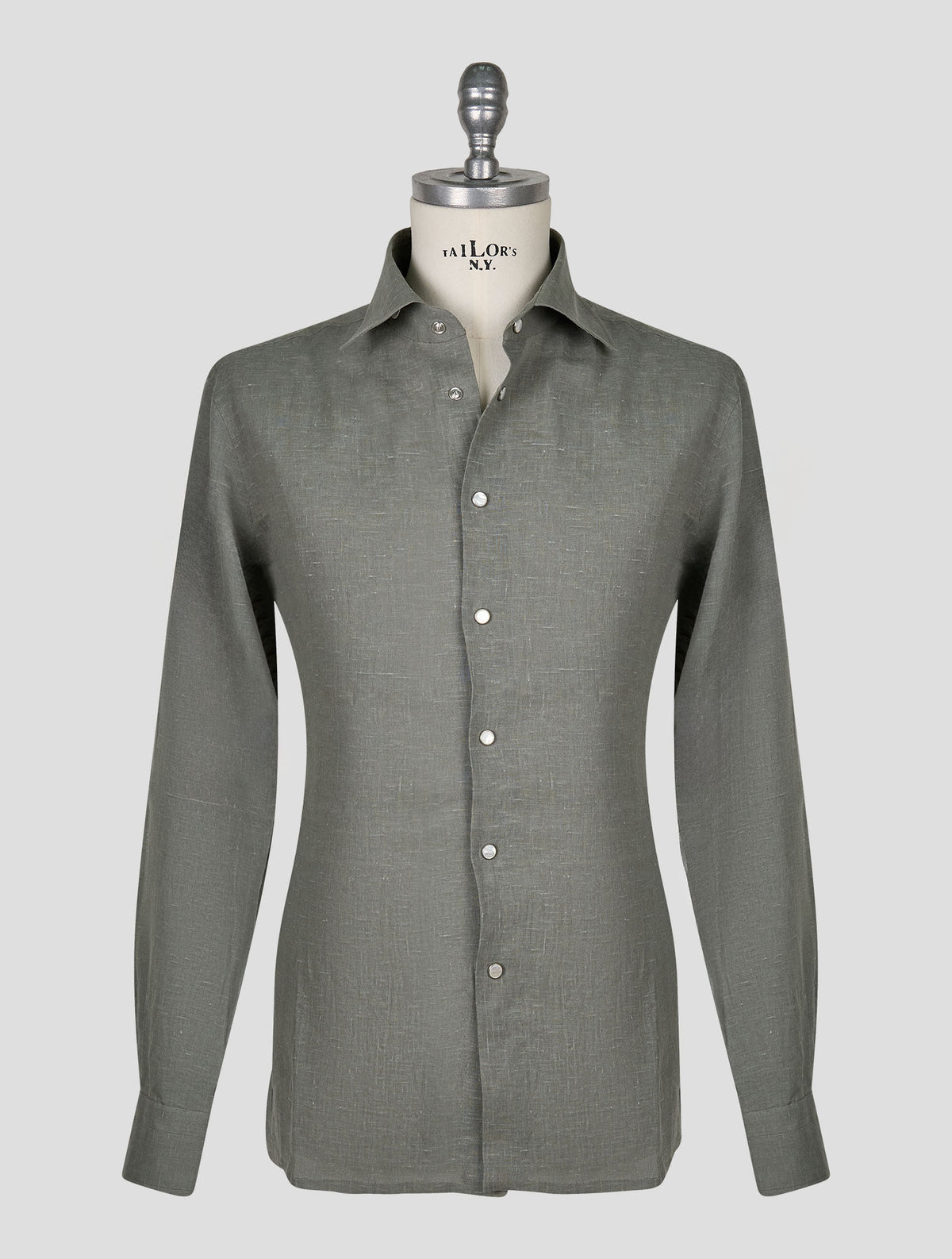 Kiton Khaki Linen Nerano Shirt 1